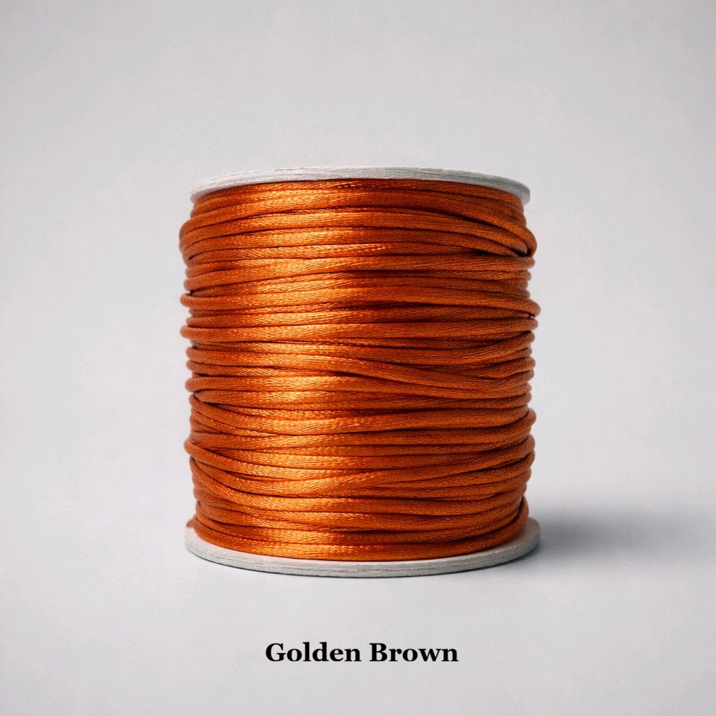 2mm golden brown satin cord; warm honey-toned rattail string for autumnal crafts and rich jewellery designs