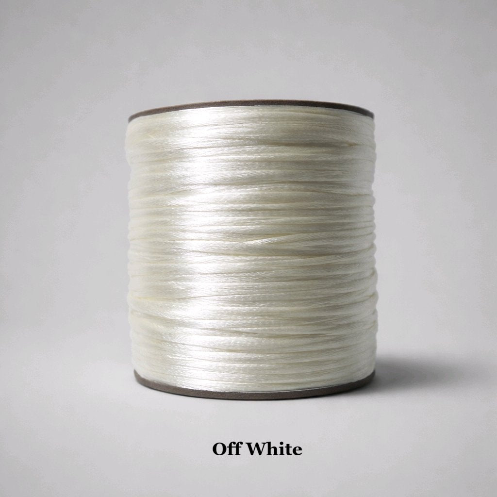 2mm off-white satin cord; cream-toned rattail string for vintage-style crafts and elegant jeweller accents