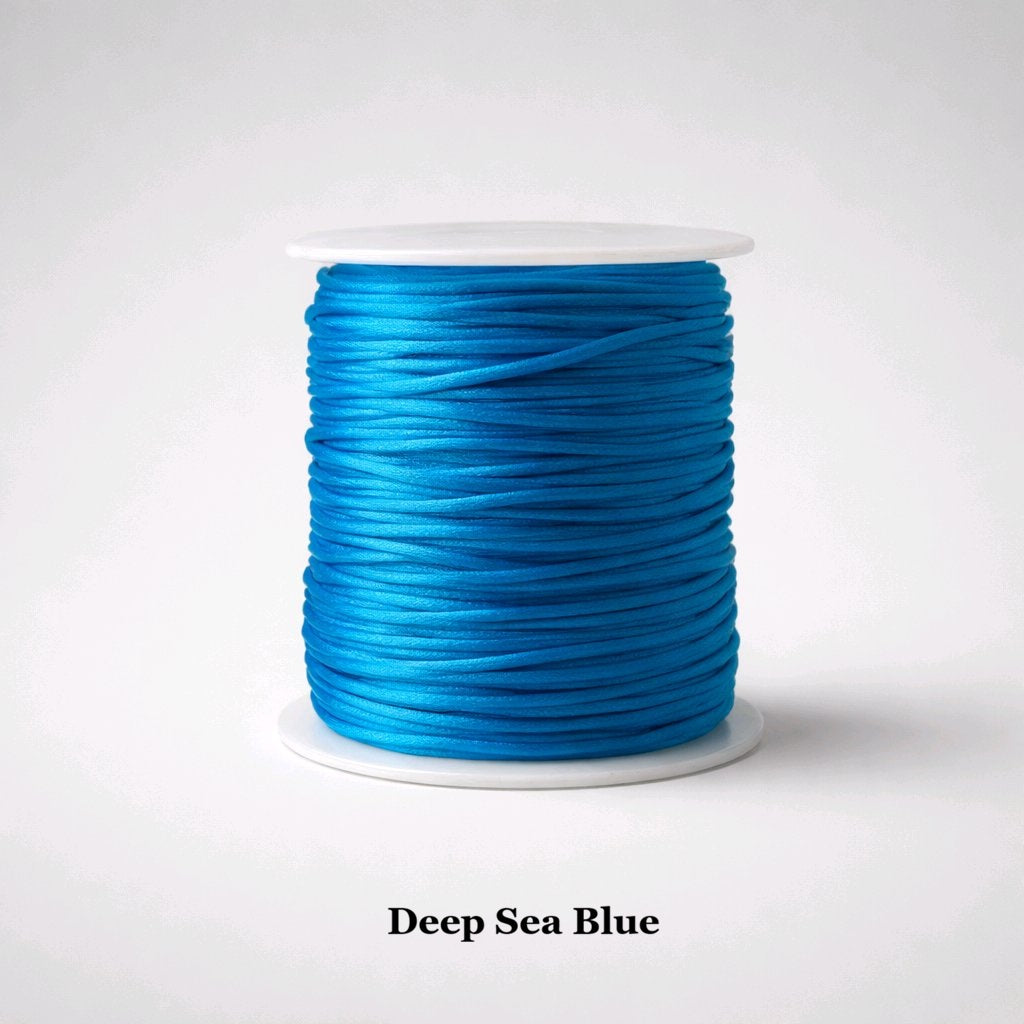 1mm deep sea blue rattail cord; rich teal-blue silky nylon thread for ocean-inspired macramé projects, tassels, phone chains, keyings