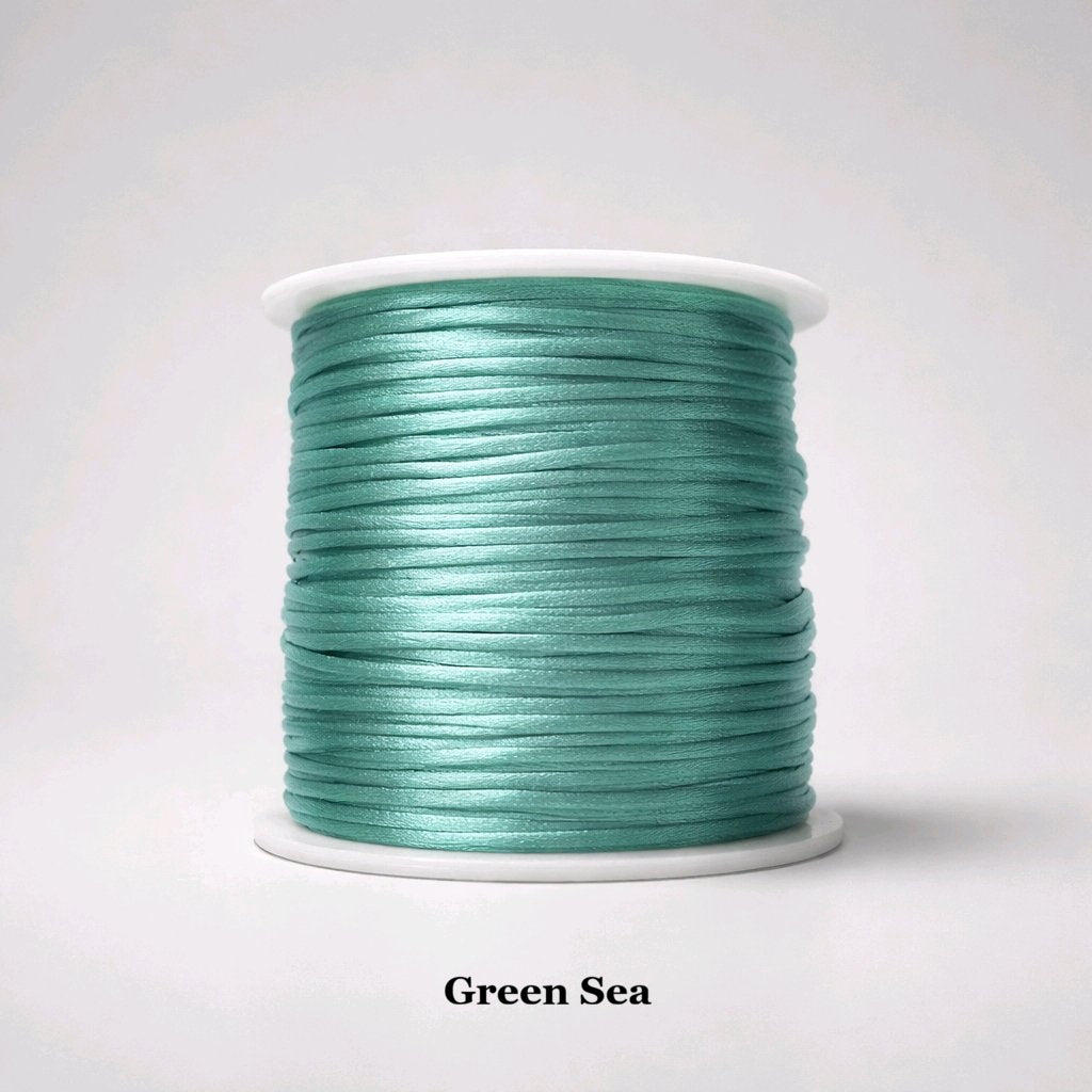 1mm green sea satin cord; teal-green rattail string for coastal decor and bohemian friendship bracelets