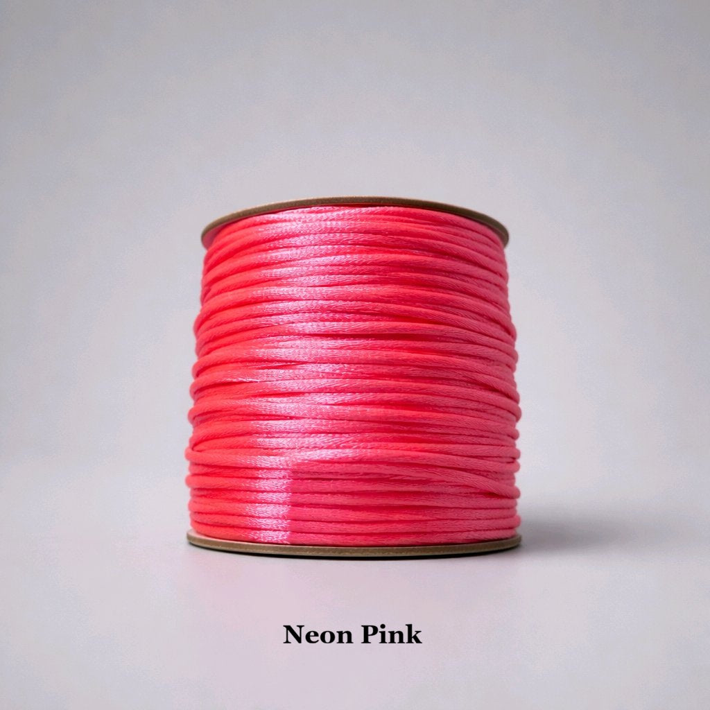 2mm neon pink rattail cord; fluorescent pink 2mm nylon string for rave jewellery and bold, singe-finished craft projects