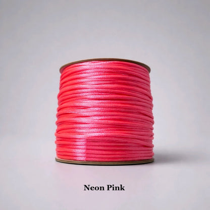 2mm neon pink rattail cord; fluorescent pink 2mm nylon string for rave jewellery and bold, singe-finished craft projects