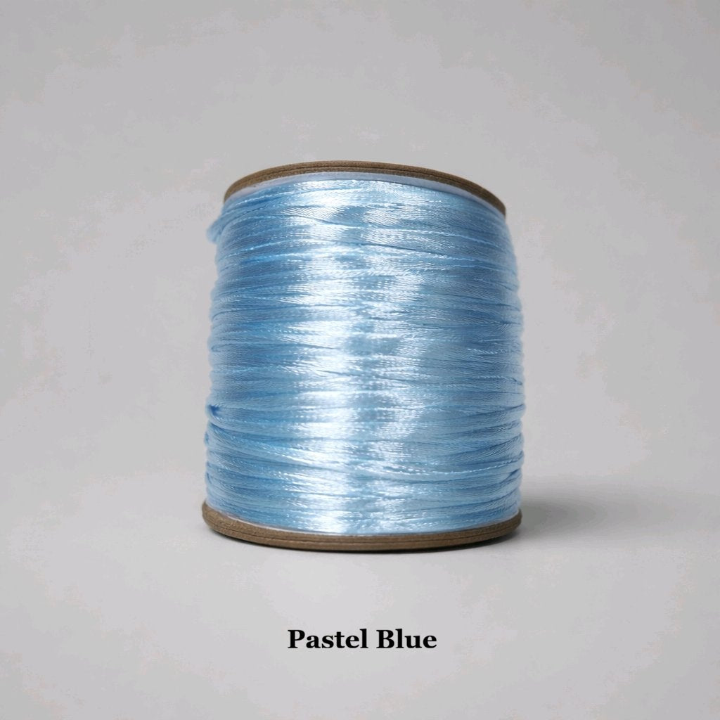 2mm pastel blue satin cord; soft baby blue rattail string for nursery-themed crafts and dainty jewellery