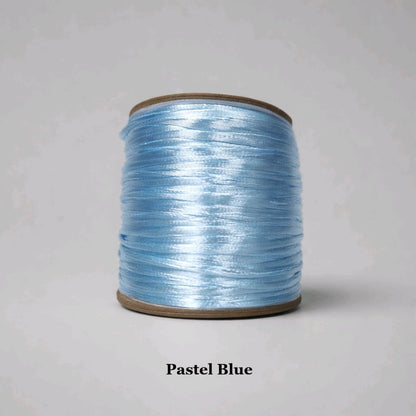 2mm pastel blue satin cord; soft baby blue rattail string for nursery-themed crafts and dainty jewellery