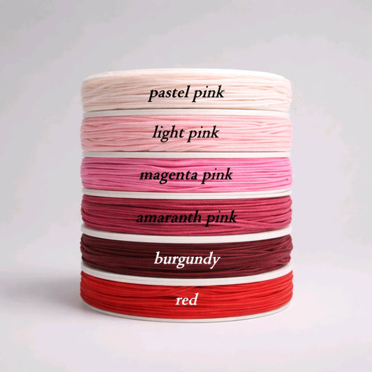 Set of 6 soutache braids in 3mm width, featuring a mix of pastel pink and vibrant bright pink shades for jewelry making and embroidery