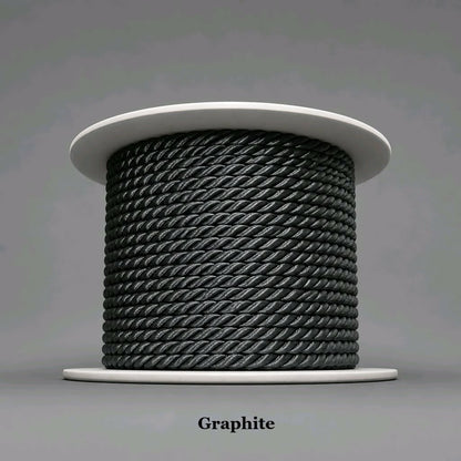 Graphite grey 3.5mm twisted cord with a subtle sheen, ideal for handmade bag handles and accents