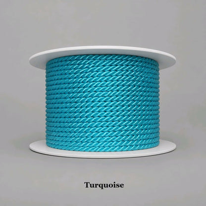 Turquoise 3.5mm twisted cord, vibrant teal tone for bohemian jewellery making, summer bag designs, and coastal home decor trim