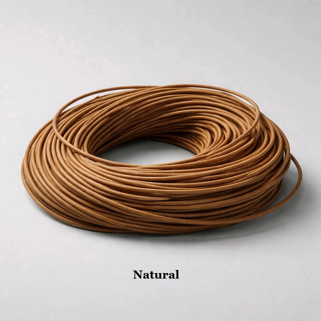 3mm natural round leather cord; undyed genuine cowhide string for organic jewellery, minimalist necklaces, and professional leathercraft lacing