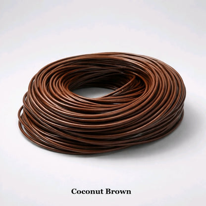 3mm coconut brown round leather cord; medium-brown genuine cowhide cord for boho-chic necklaces, key fobs, and decorative home decor cording