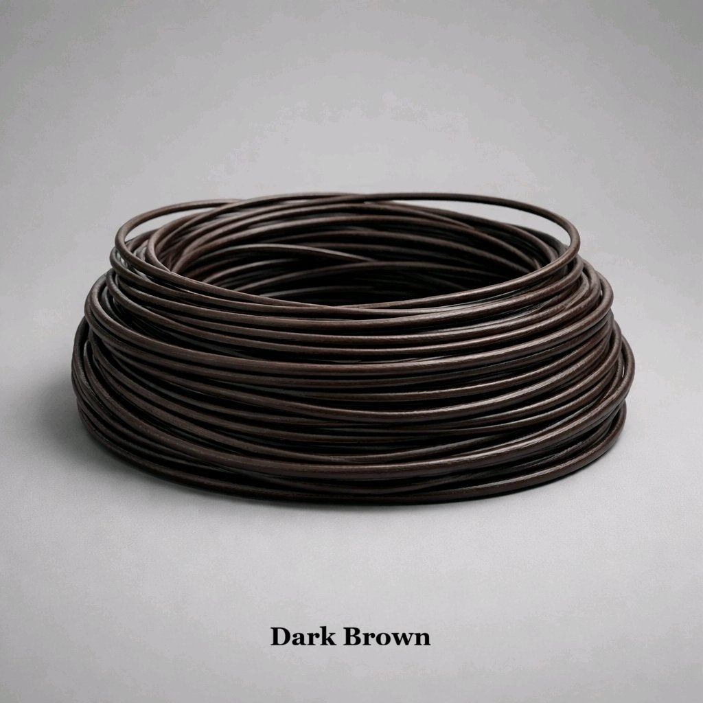 3mm dark brown round leather cord; espresso-toned genuine cowhide string for heavy pendants, durable bag handles, and rustic fashion accents