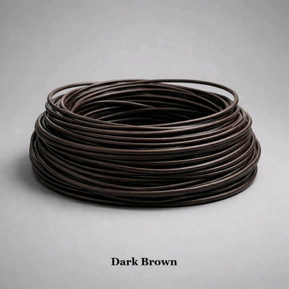 3mm dark brown round leather cord; espresso-toned genuine cowhide string for heavy pendants, durable bag handles, and rustic fashion accents