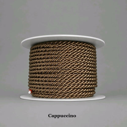 Cappuccino brown 3.5mm twisted cord trim, rich neutral shade for custom home decor textiles and uniforms