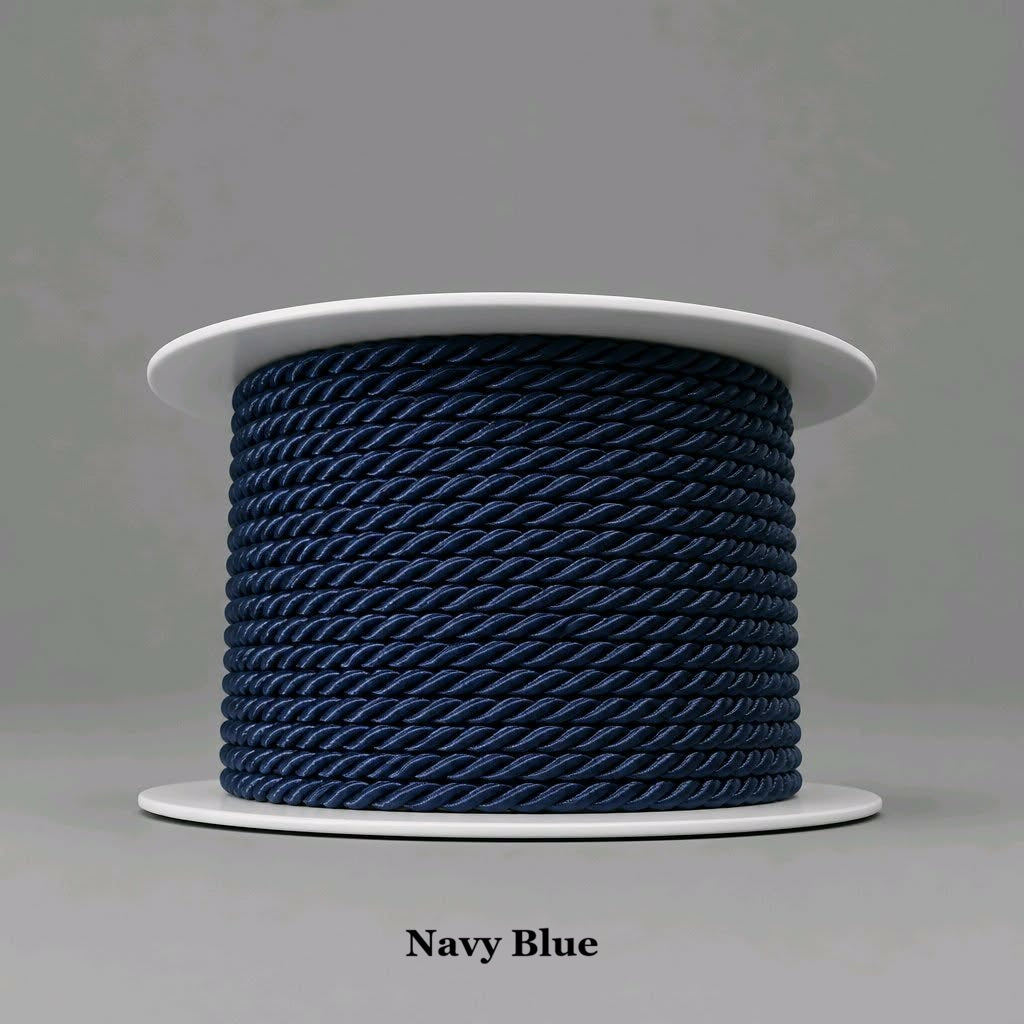 Classic navy blue 3.5mm twisted cord trim, maritime aesthetic for nautical home decor, bags and maritime uniforms