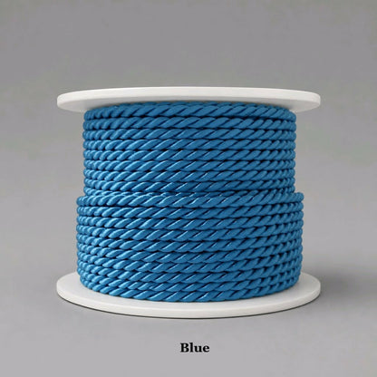 Mid-tone blue 3.5mm twisted cord rope, versatile fiber for custom bags and fashion accessories