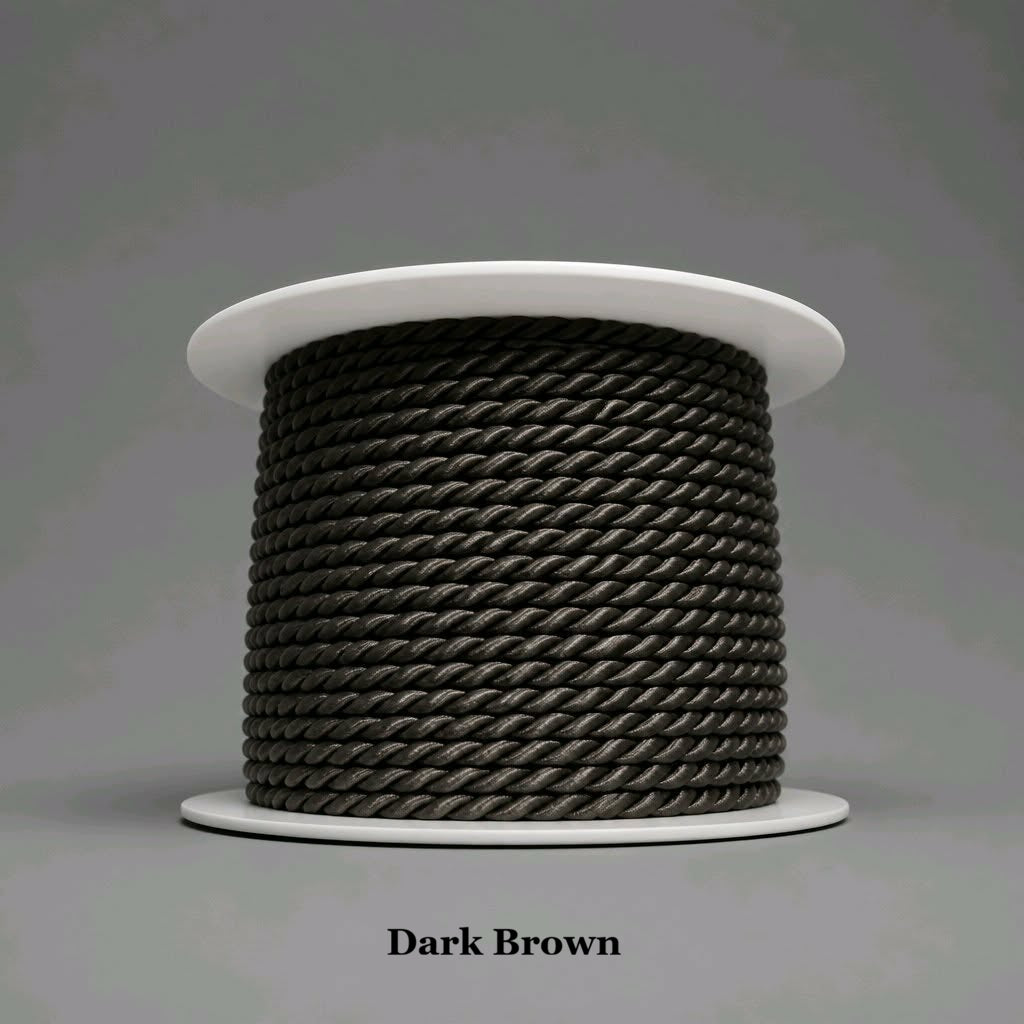 Dark brown 3.5mm twisted craft cord, highly durable for luggage piping and heavy-duty bags