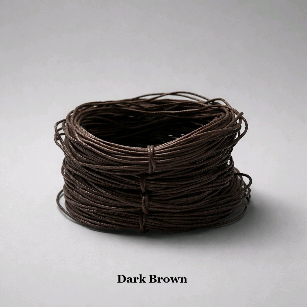 1mm dark brown waxed cotton cord; espresso-coloured polished beading thread for men's jewellery and rustic tassels