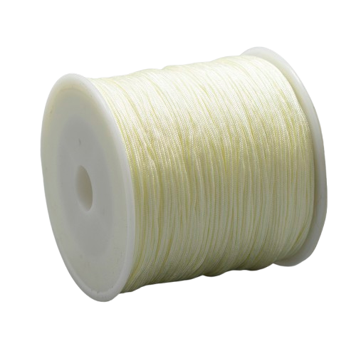 1mm light cream braided nylon cord; elegant off-white heat-sealable thread for neutral micro-macrame, bridal jewellery, and minimalist home decor accents