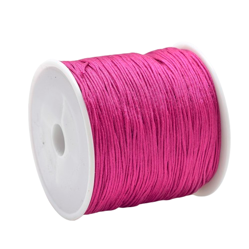 1mm fuchsia pink braided nylon cord; deep magenta macrame thread for intricate bracelets and floral-inspired crafts