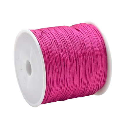 1mm fuchsia pink braided nylon cord; deep magenta macrame thread for intricate bracelets and floral-inspired crafts