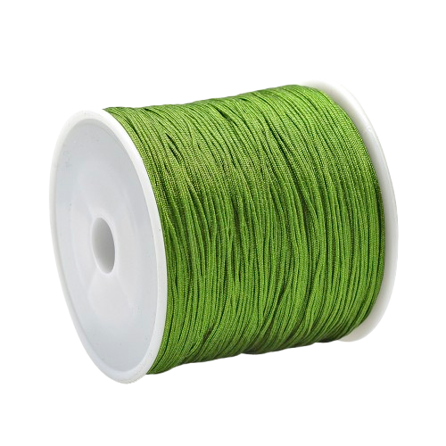 1mm olive green braided nylon cord; muted khaki-toned thread for earthy jewellery designs and plant hangers