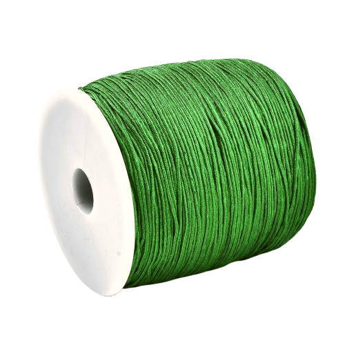 1mm green nylon macrame cord; versatile mid-tone green braided thread for nature-inspired DIY crafts and beadwork