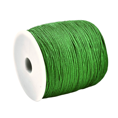 1mm green nylon macrame cord; versatile mid-tone green braided thread for nature-inspired DIY crafts and beadwork