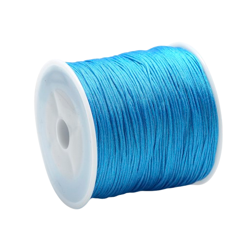 1mm deep sea blue teal nylon cord; rich aquatic-toned braided thread for micro-macrame and pendant winding