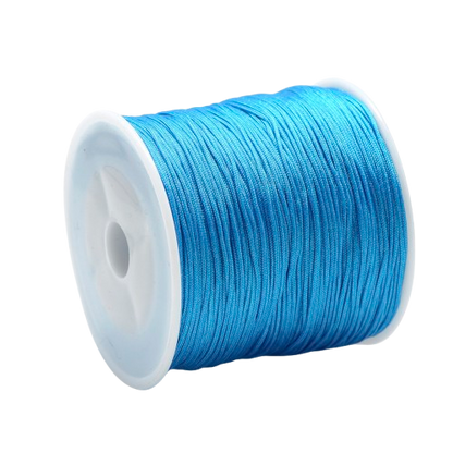 1mm deep sea blue teal nylon cord; rich aquatic-toned braided thread for micro-macrame and pendant winding