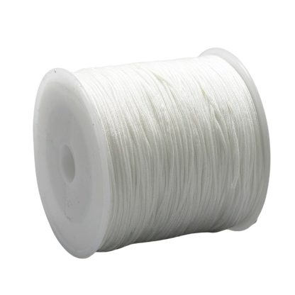 1mm white braided nylon cord for micro-macrame and bridal jewellery; heat-sealable white thread for Chinese knotting