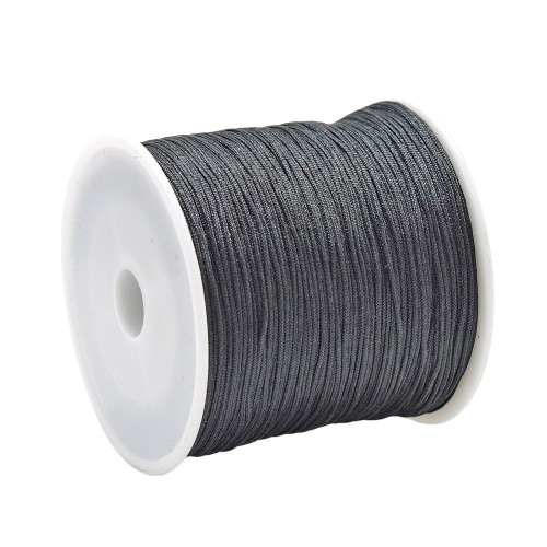 1mm black nylon macrame cord; durable black braided thread for men's bracelets, phone straps, and fray-resistant jewellery