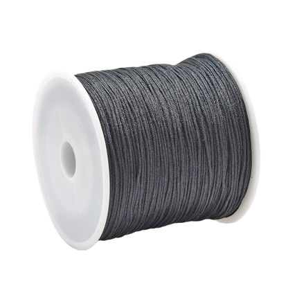 1mm black nylon macrame cord; durable black braided thread for men's bracelets, phone straps, and fray-resistant jewellery