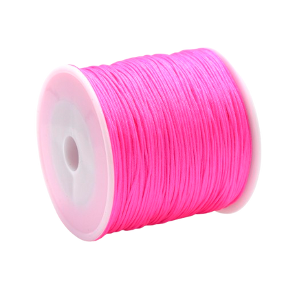 : 1mm bright pink high-saturation nylon cord; vibrant braided thread for eye-catching phone straps and Kumihimo