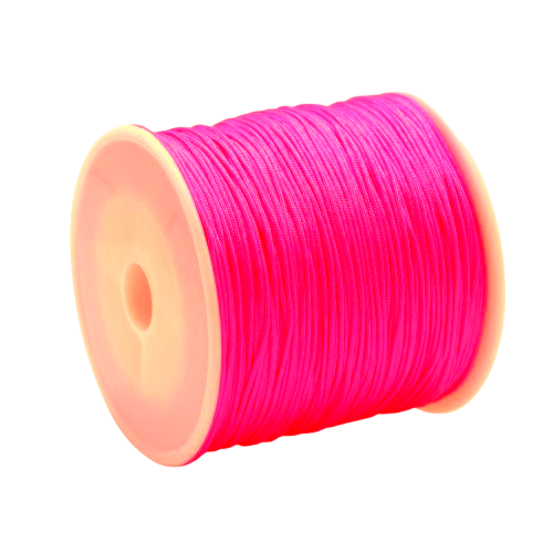 1mm neon pink fluorescent nylon cord; bold heat-sealable thread for high-visibility jewellery and modern DIY crafts