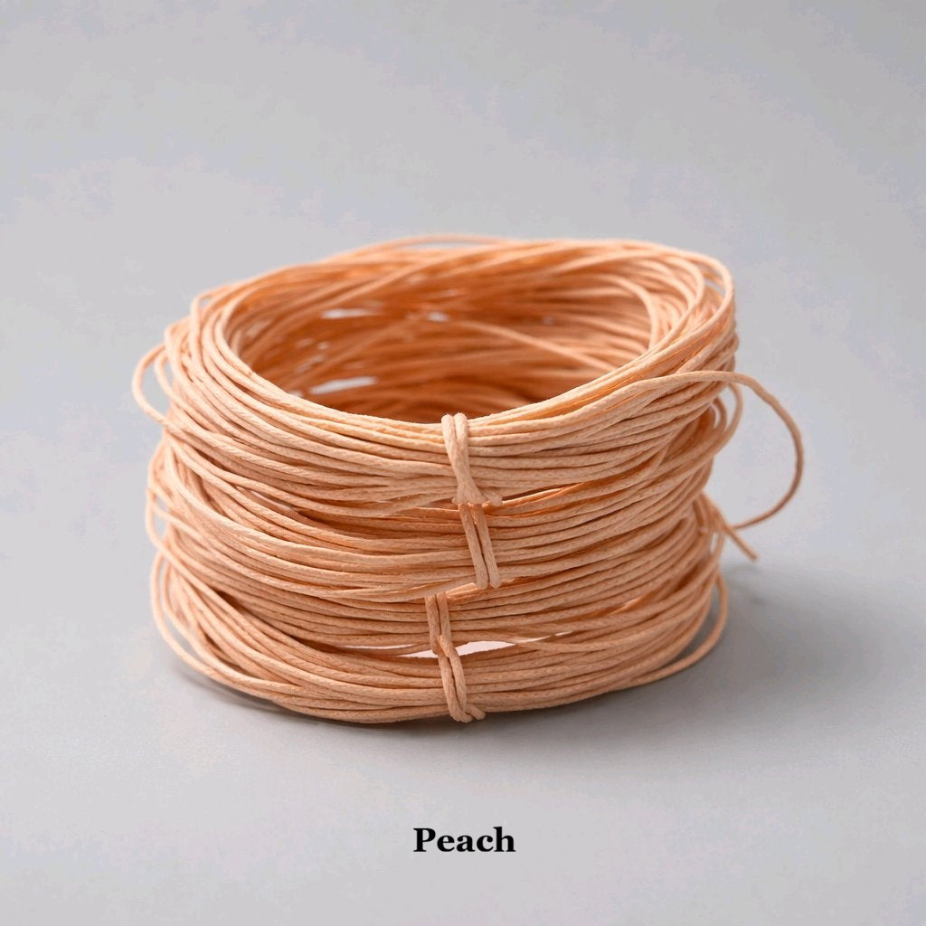 1mm peach waxed cotton cord; soft apricot-toned polished cord for summer-themed jewellery and decorative stationery