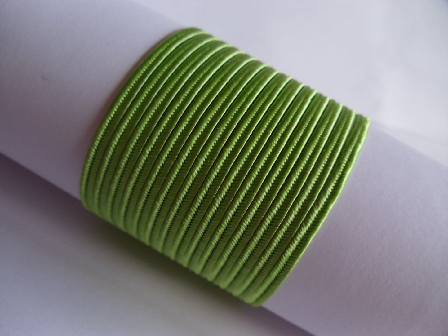Light green spring-toned soutache braid, soft 3mm trim for nature-inspired jewellery and beadwork