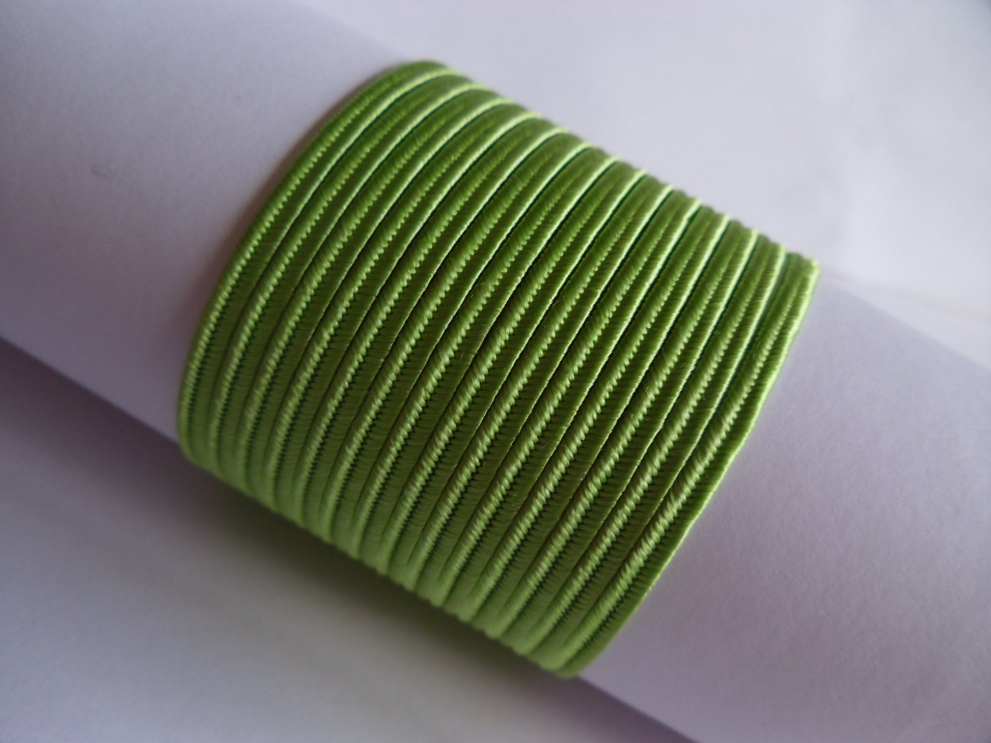 Light green spring-toned soutache braid, soft 3mm trim for nature-inspired jewellery and beadwork