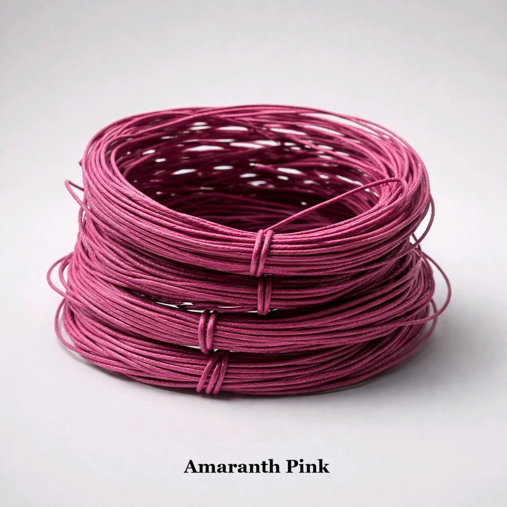 1mm amaranth pink waxed cotton cord; rich berry-toned polished cord for high-end jewellery making and fiber arts