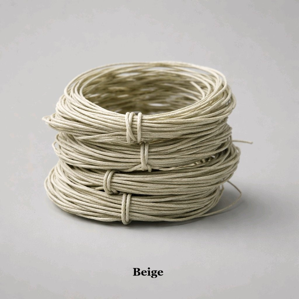 1mm beige waxed cotton cord; sand-colorued polished string for neutral jewellery making and rustic boho-style knotting