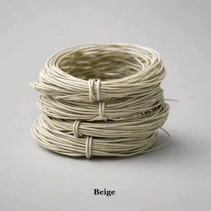 1mm beige waxed cotton cord; sand-colorued polished string for neutral jewellery making and rustic boho-style knotting