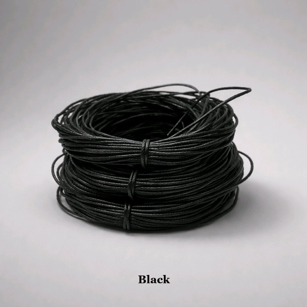 1mm black waxed cotton cord; essential black polished beading thread for chokers, sliding knots, and professional jewellery design