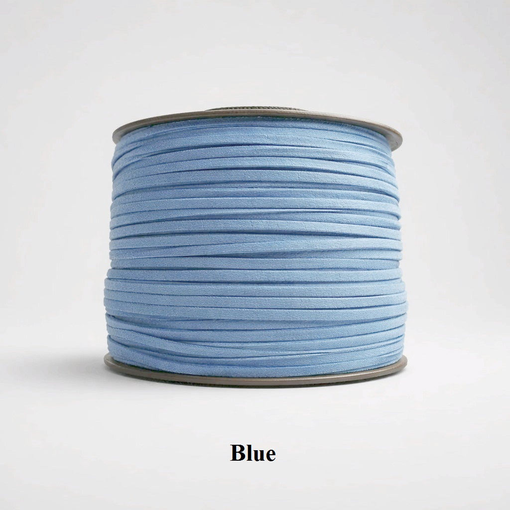 3mm blue faux suede flat cord; classic blue synthetic leather thread for versatile jewellery making and DIY crafts