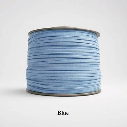 3mm blue faux suede flat cord; classic blue synthetic leather thread for versatile jewellery making and DIY crafts