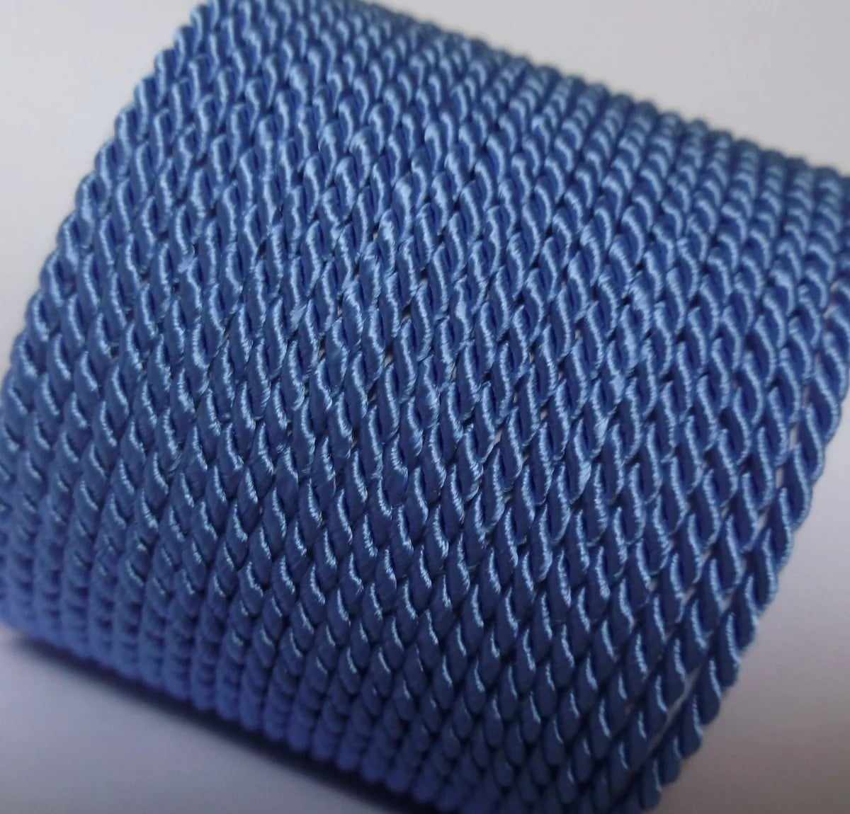 2mm blue twisted cord; versatile mid-blue rope for home decor piping and decorative upholstery trim, textile art