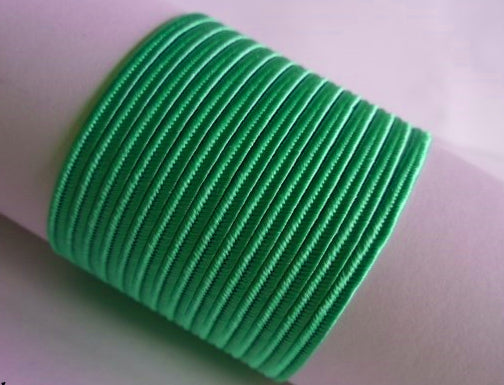 Bright green soutache braid, 3mm high-visibility fluorescent viscose cord for bold statement jewelry, modern beadwork, and eye-catching textile art.