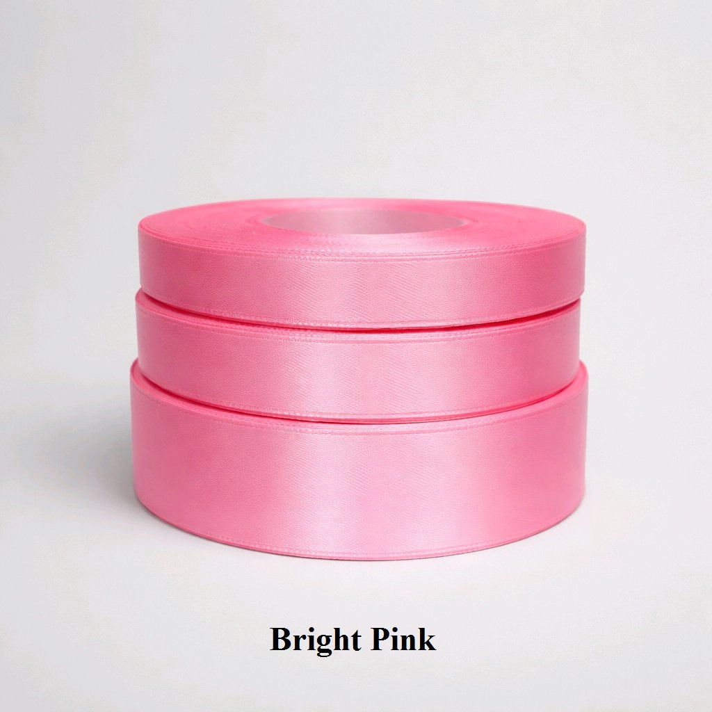 12mm bright pink single-faced satin ribbon; vivid 32m spool for bold jewelry accents and party favors