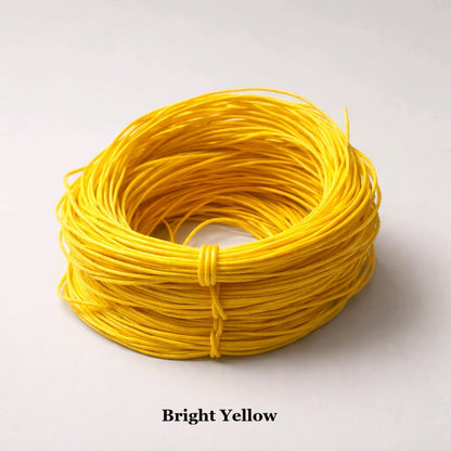 1mm bright yellow waxed cotton cord; vibrant waterproof string for cheerful Kumihimo braiding and DIY crafts