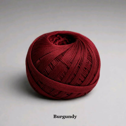 Deep burgundy red size 10 mercerized cotton thread for elegant lace edgings and doilies