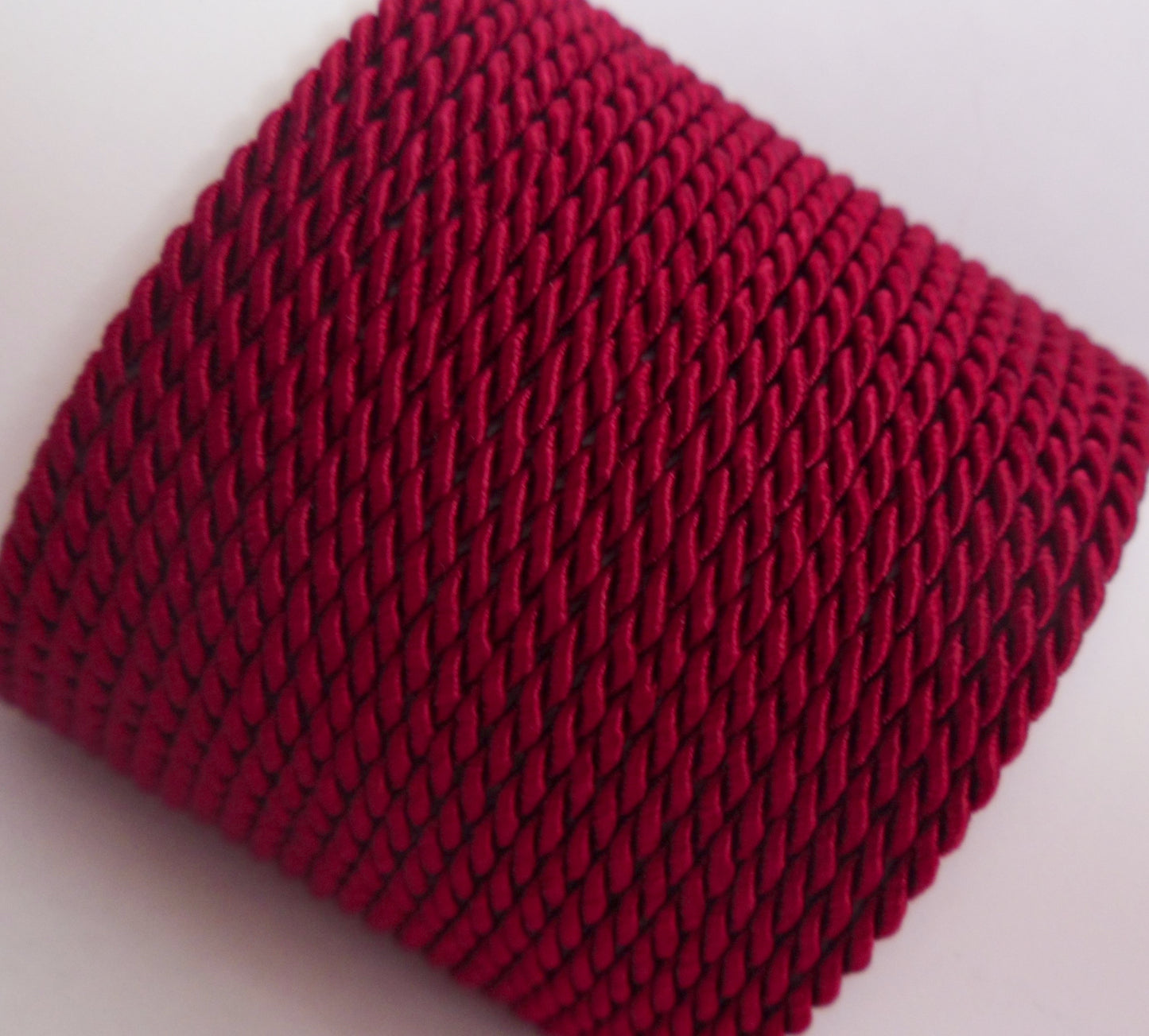 3.5mm burgundy twisted cord; deep wine-red braided rope for regal home decor accents and sophisticated jewellery trim