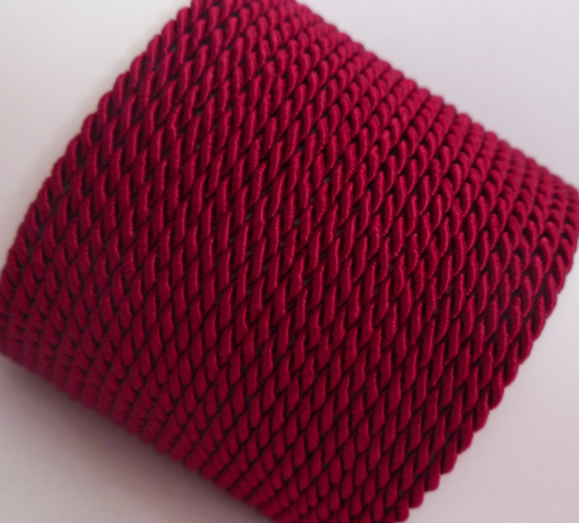 3.5mm burgundy twisted cord; deep wine-red braided rope for regal home decor accents and sophisticated jewellery trim