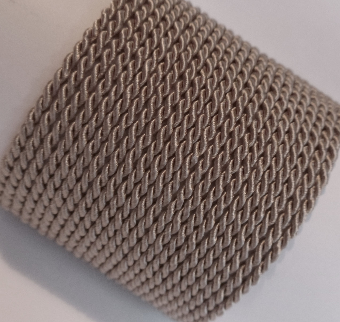3.5mm cappuccino brown twisted cord; rich coffee-toned braided trim for furniture edging and craft projects